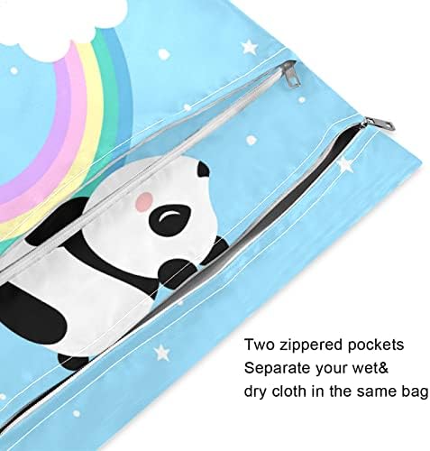 ZZXXB Panda Édes Álmok Vízálló Nedves Újrafelhasználható Táska ruha Pelenka Nedves-Száraz Táska Cipzáras Zseb Utazási Beach