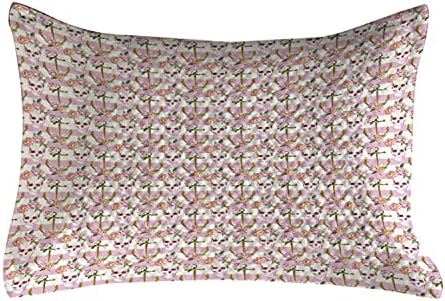 Ambesonne Tengeri Steppelt Pillowcover, Akvarell Művészeti Tengeri Koponya, Horgony, Rózsákkal Vintage Női Minta, Standard King