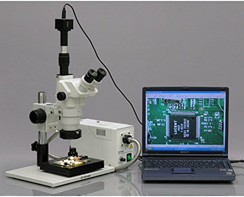 AmScope ZM-1TW3-A-GT-5M Digitális Profi Trinocular Sztereó Zoom Mikroszkóp, EW10x, valamint EW25x Szemlencse, 2X-225X Nagyítás,