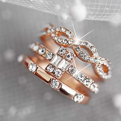 Sárkány Szeme Gyűrű Vintage Szív Gyűrű 3DB Divat Trend Geometriai Tér Gyémánt Berakással Cirkon Női Gyűrű, Ékszerek, Aranyos