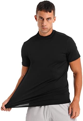 YiZYiF Férfi Alkalmi Slim Fit Alapvető Maximum Könnyű, Rövid Ujjú Termikus Trikóban félgarbó póló
