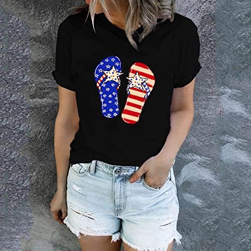 Női Ing, Nyári Alkalmi póló USA Zászló Nyomtatott Hazafias Maximum Rövid Ujjú Sleeve Laza Fit Tunikák