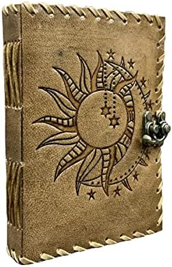 Sun & Moon Domborít napló, 240 Oldal napló, Vintage Napló, Nap, hold, Folyóirat, Bőr Vázlatfüzet, Bőr Notebook, Bőr Journal Férfi, Bőr Lapban