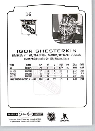 2022-23 O-Pee-Chee 16 Igor Shesterkin New York Rangers NHL Jégkorong Trading Card