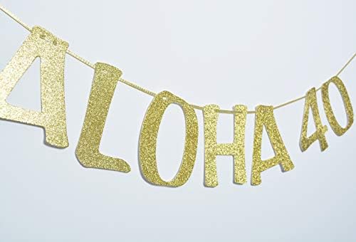Aloha 40 Banner Alá Garland a 40 éves Születésnapi Jubileumi Party Dekoráció Ananász Fél Decor Hawaii Luau Trópusi Buli Fotó Kellék Arany Glitter