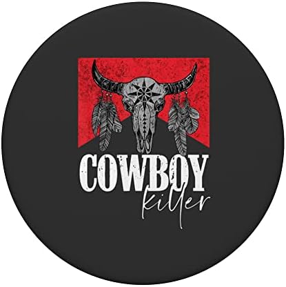 Retro Tehén Cowboy Koponya Gyilkos Öklös Bika Nyugati Ország PopSockets Cserélhető PopGrip