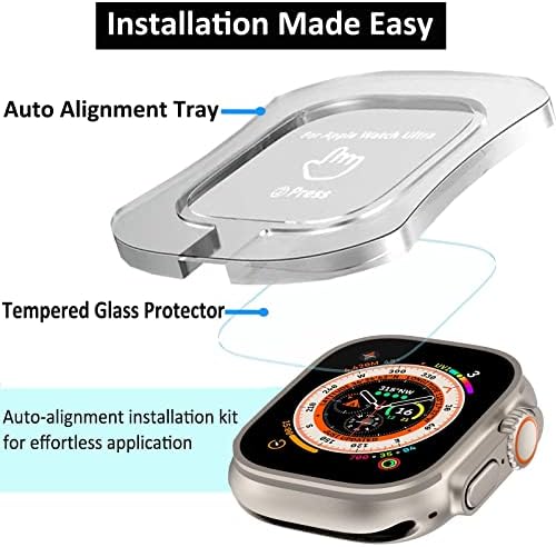 AMNVX 2 Csomag Edzett Üveg kijelző Védő fólia, az Automatikus igazítás Telepítési Eszköz az Apple Nézni Ultra 49mm, Könnyű Telepítés