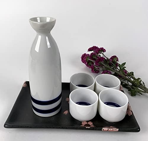 JapanBargain 4682, Érdekében Meghatározott Autentikus Japán Saki Beállítása Érdekében derítő, valamint Saki Csésze Készlet, Fehér,