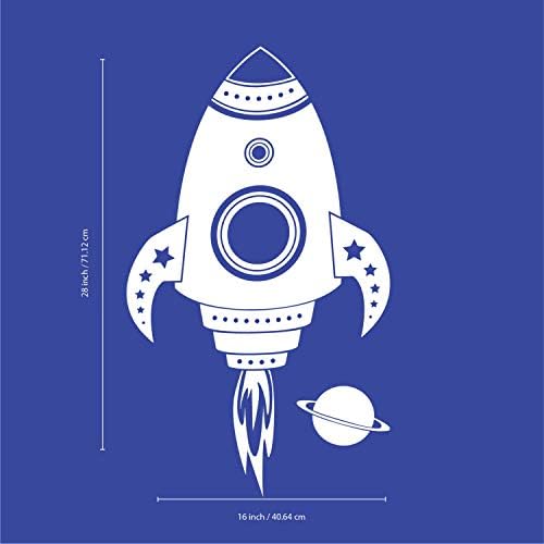 Vinil Fali Matrica Art - Rakéta, Űrhajó, valamint a Bolygó - 28 x 16 - Gyerek Szoba Fal Művészet - Gyermek Hálószoba Decor