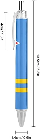 Aruba Zászló Behúzható Golyóstoll, 0,5 mm Vastag Pont Kék Tinta, Toll Prémium Minőségű Írás Eszköz 4 DB