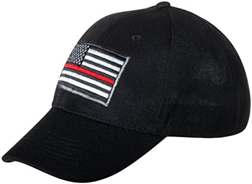 Egyesült Államok Zászló Vékony Piros Vonal Hímzett Fekete Baseball Sapka