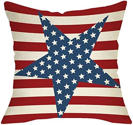 FBCOO július 4-én Hazafias Parasztház Dekoratív Párnát Esetben Vintage Amerikai Zászló Dekoráció Csillag Függetlenség Napja Jel párnahuzat