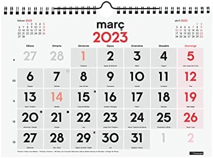 Finocam - Naptár 2023 Semleges Fal Nagy számban január 2023 - December 2023 (12 hónap), katalán