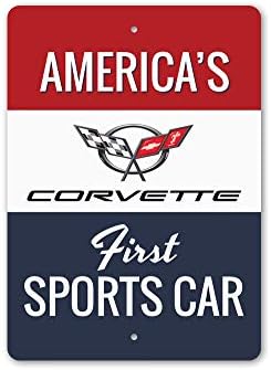 Corvette Amerika Első sportautó, Chevy Jel, Chevy Verseny Csapat, Férfi Barlang Fali Dekor, Garázs Alumínium Jel - 12 x 18