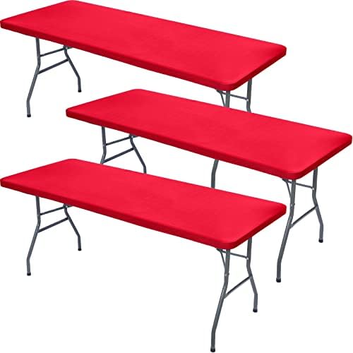 3 Csomag Spandex Terítő Felszerelt Szakaszon Terítő Rugalmas Felszerelt Piknik Asztal Fedezze Mosható Összecsukható Asztalt