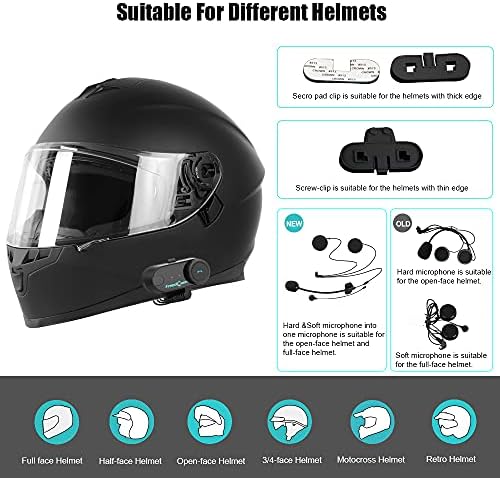 FreedConn Motocycle Sisak Vízálló Vezeték nélküli Bluetooth Headset TCOM-VB; /FM Rádió/800M Intercom/2 Lovas Intercom/Moto