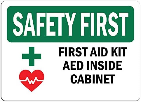Első a biztonság Jele - elsősegély AED Belül Szekrény Szimbólum Címke, Matrica, Kiskereskedelmi Áruház Jel Botok Bármilyen Felületen