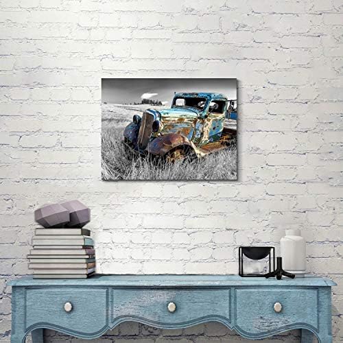MŰVÉSZI UTAT Rozsdás Autó Vászon Wall Art: Régi Teherautó Képek Festmények Nyomtatás, Vászon Mű Hálószoba (24 W x 18 H,Multi-Méretű)