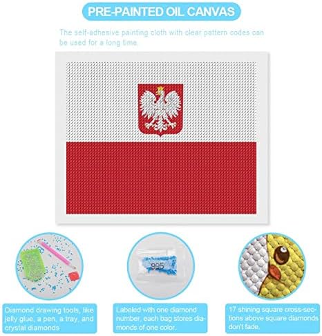 Zászló Lengyelország Sas Gyémánt Festmény Készletek 5D DIY Teljes Gyakorlat Strasszos Művészeti Fali Dekor, hogy a Felnőttek 16x20