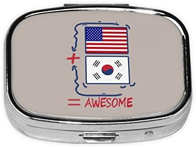 Amerikai Koreai Zászló Tér Mini Tabletta Doboz Fém Gyógyszer Szervező Utazási Barátságos Hordozható Tabletta Esetében