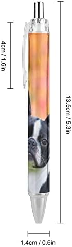 A Boston Terrier Kutya Női Külső Tollak 0,5 mm Kék Tintával Működik Toll, Szuper Puha Markolat golyóstollal, a Férfiak, Nők, Visszahúzható Hivatal