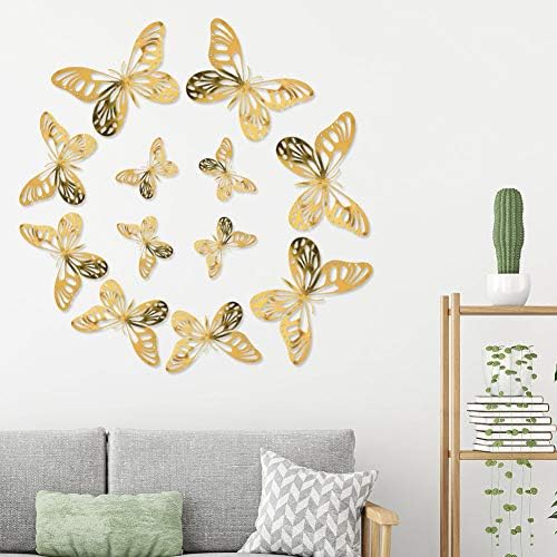24 Db 3D-s Pillangós Fali Matrica Ember alkotta Élénk Pillangó Gyerekszoba Dekoráció 3D Kézművesség, a Wall Art Gyerek Szoba Hálószoba (Arany)