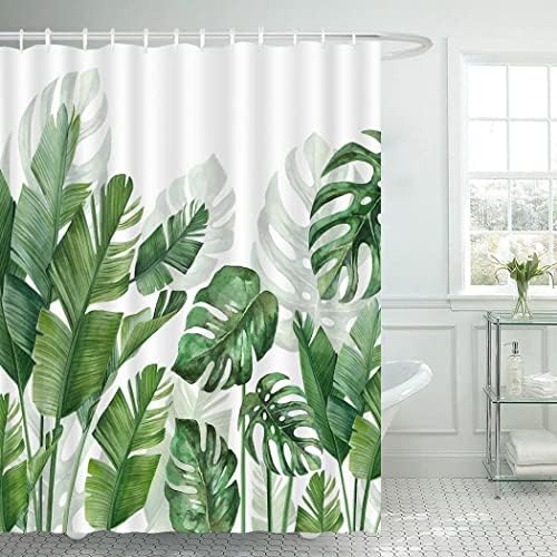 CYREKUD 72 x 72 Absztrakt Bohém Trópusi Zuhany Függöny Század Közepén Palm Leaf Fürdőszoba Szett Modern Minimalista Arch Nap Növény
