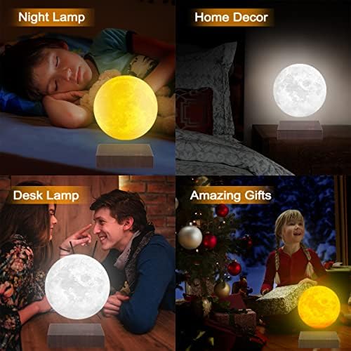 VGAzer Hold Lámpa 3D Nyomtatás Mágneses Lebegő Hold Fény Lámpák Haza、Irodai Dekoráció, Kreatív Ajándék-6 es,3 Színek Mód(TI,MI,a Változás