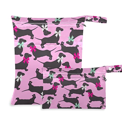 A kutyák Tacskók Rózsaszín Nedves-Száraz Táska egyszer használatos Pelenka Nedves Táska, Fürdőruha, Vízálló Nedves Szervező, Két