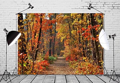 CORFOTO Szövet 9x6ft Őszi Levelek Téma Fotózás Hátteret, Narancs Lombhullató Park Út Jelenet Baba Zuhany Keresztség Lányok