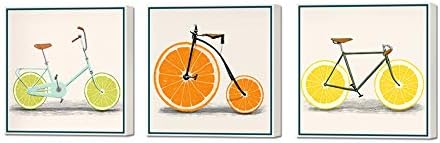 ArtBones Citrom Bike Kerékpár Kép, Vászon Wall Art Konyha Narancssárga Gyümölcs Élelmiszeripari Képek Falon Festmény Feszített Keretes Giclee