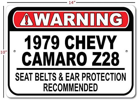 1979-ben 79-es Chevy Camaro Z28 biztonsági Öv Ajánlott Gyors Autó Alá, Fém Garázs Tábla, Fali Dekor, GM Autó Jel - 10x14 cm
