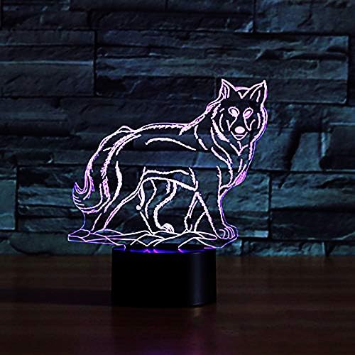 3D Farkas Éjszakai Fény Állat Érintse meg a Kapcsolót Dekor Asztal, Íróasztal Optikai Illúzió, Lámpák 7 színváltó LED Lámpák asztali