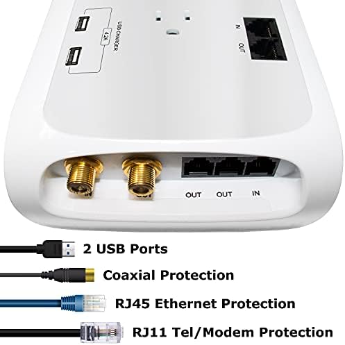 Digitális Energia 12 Outlet 4200 Joule túlfeszültségvédő elosztó 2 USB (4.2) Csatlakozók, 6 Láb 14/3 AWG Kábel, Koax/Telefon/Ethernet