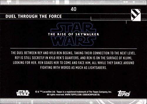 2020 Topps Star Wars A Rise of Skywalker Sorozat 2 Lila 40 Párbaj át az Erő REY, KYLO REN Trading Card