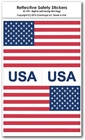 COOLHUBCAPS Fényvisszaverő Igaz & Balra Néző Amerikai Zászló & USA-Matricák - Sisak, kerekes Székek, Autó Lökhárítók & Windows