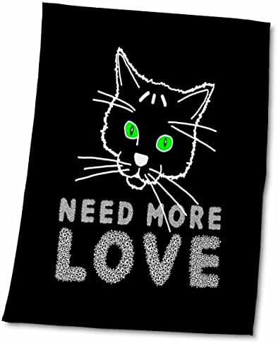3dRose Vicces, de egy kicsit szomorú macska. TÖBB KELL SZERETNI dekoratív szöveget fekete - Törölköző (twl-285850-3)