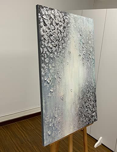 ART8YUQI Festmények - Textúra Wall Art Absztrakt Kép Absztrakt Ezüst Levelek Modern Grafika gary Fali Dekoráció olajfestmény, Vászon