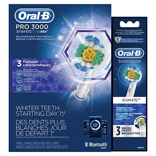 Oral-B PRO 3000 Elektromos Fogkefe Csomag 3D-s Fehér Csere Fej, 3 Szám
