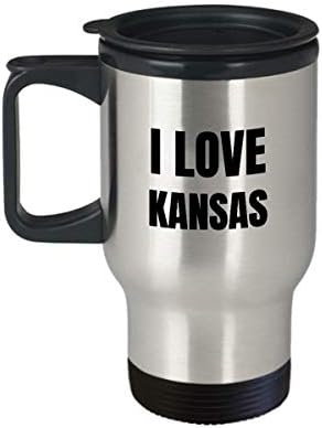 Imádom Kansas Utazási Bögre Vicces Ajándék Ötlet Újdonság Gag Kávé, Tea 14oz Rozsdamentes Acél