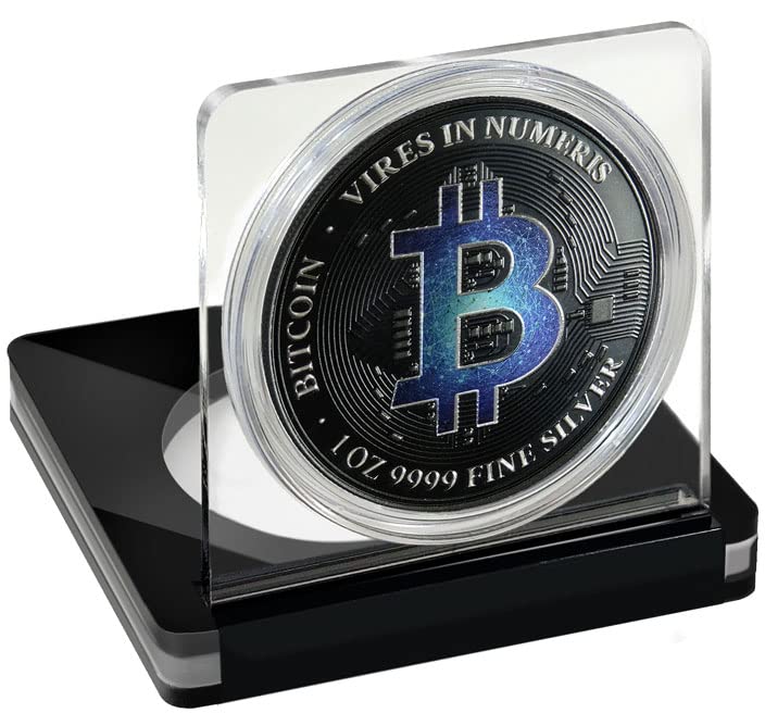 2022 DE a Bitcoin Powerchrome PowerCoin Kék Blokklánc Fekete Platina 1 Óz Ezüst Érme 2$ Niue 2022 BU Brilliant Uncirculated