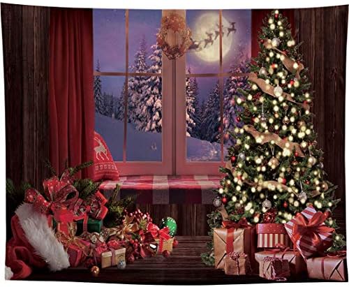 Allenjoy 8x6ft Piros Karácsonyi Ablak Fotó Hátteret Téli Portré Fotózás, Mikulás, Karácsony, Új Év Boldog Háttér Újszülött Baba