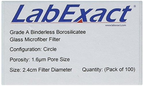 LabExact 1200203 Osztály Egy Üveg Mikroszálas Szűrő, Binderless Boroszilikát Üveg, 1,6 µm, 2.4 cm (Csomag 100)