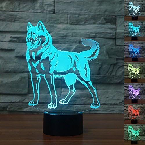 Jinnwell 3D Kutya Bulldog Farkas Állat Éjszakai Fény 7 Színű LED-es Asztal, asztali Lámpa, Akril Lapos HAS Bázis USB Töltő Otthoni