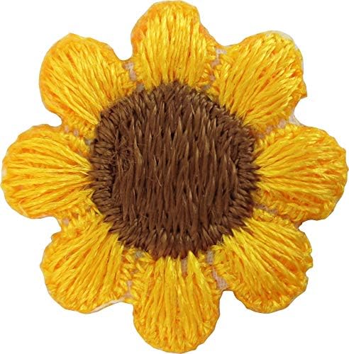 1 Sárga Százszorszép Virág Barna Center - Hímzett Vas vagy Varrjuk fel A Tapaszt