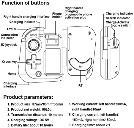SIPSUN PG-9211 Mobiltelefon Gamepad Családi Balra & Jobbra Kezeli a Bluetooth Játék Kontroller Kompatibilis az iOS Android, Tároló Táska