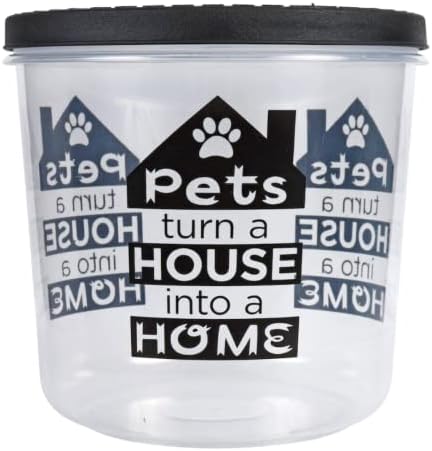 W2 Műanyag Pet Élelmiszer-Tároló edényben Fedő - Rózsaszín Boldogság, Fekete Háziállatok Viszont egy Ház, Haza - Tiszta Záródó edényben