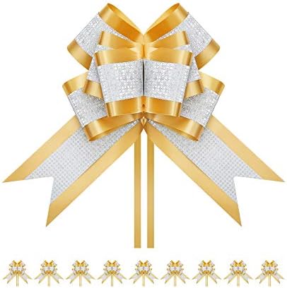 PACKHOME 10 Karácsonyi Extra Nagy Ajándék, Íjak, 7.5 cm Arany Húzza Szalagok, az Íj Ajándékok, Ajándék Wrap Íjak Lakberendezési Ajándék