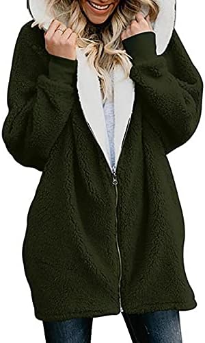 FOVIGUO Karácsonyi Ajándékok, Téli Felsőruházat Női Alapvető Strand kapucnis Hosszú Ujjú Kabát Hajtókáját Kényelem Cipzár