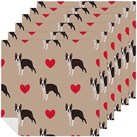Boston Terrier HeartsPrinted Újrafelhasználható Vacsora Szalvéta Ruhával Tökéletes Esküvők Koktél Karácsonyi Vacsorák Szalvéta Felek